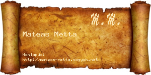 Mateas Metta névjegykártya